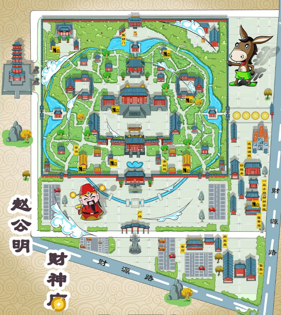 云浮寺庙类手绘地图